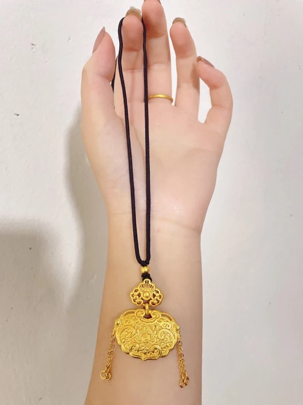 合金项链 精美牡丹花吊坠配黑绳