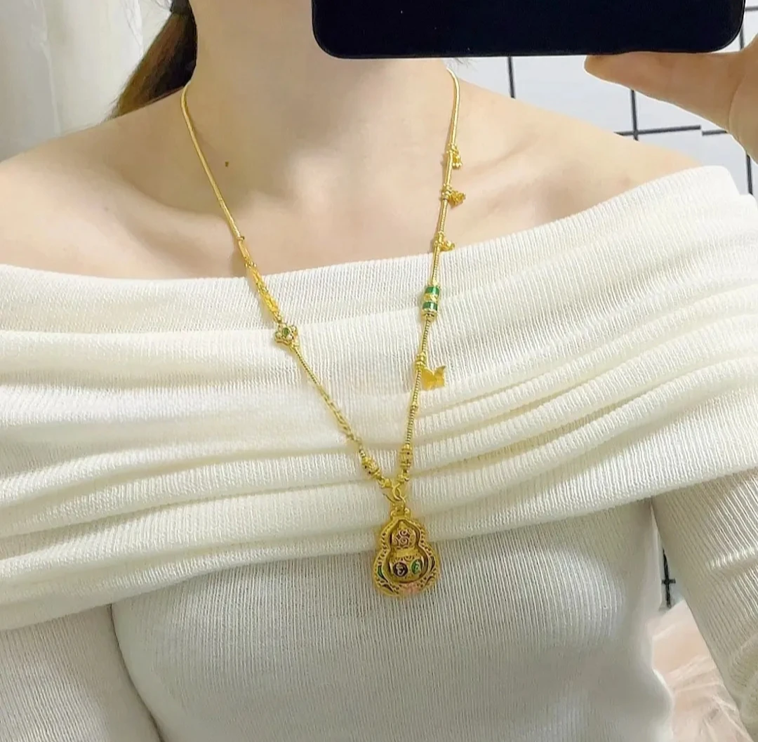 合金珐琅吊坠 【烧蓝六字真言吉祥葫芦】配项链