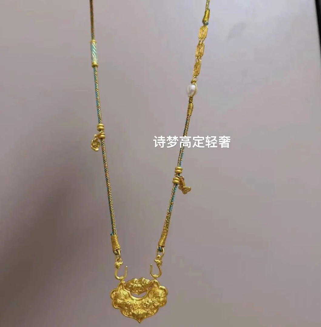 合金布艺项链 精工款编织双凤勾莫兰迪色绳配锦鲤锁