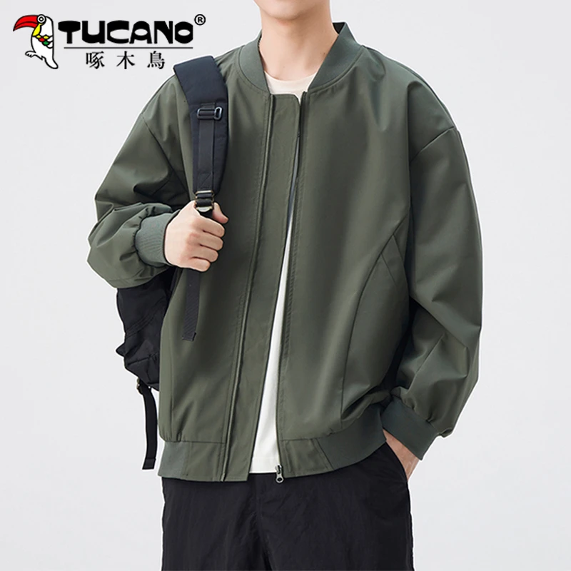 啄木鸟2024春秋季新款男士夹克棒球服潮牌宽松休闲美式防风男外套