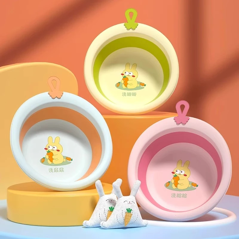 婴儿折叠脸盆可悬挂新生宝宝专用洗脸盆可爱便携儿童洗屁股小盆子