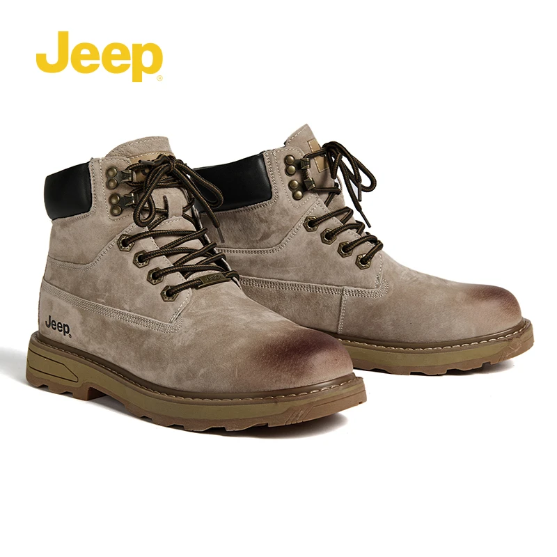 JEEP/吉普冬季高帮鞋真皮户外防滑登山靴马丁靴保暖工装靴子男
