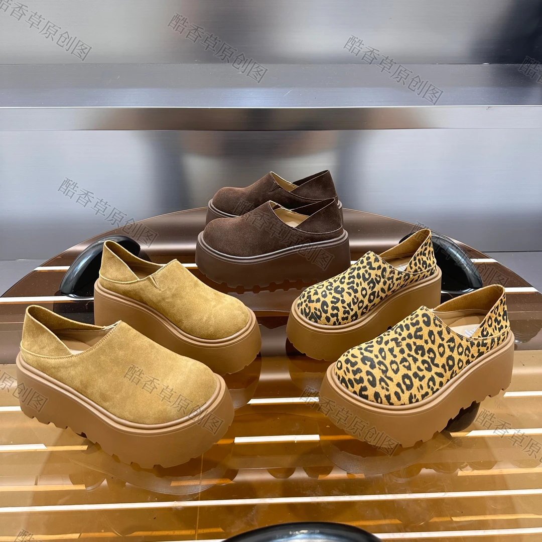 酷香草雅丹复古磨砂皮一脚蹬勃肯鞋女2024秋季新款网红百搭软底单