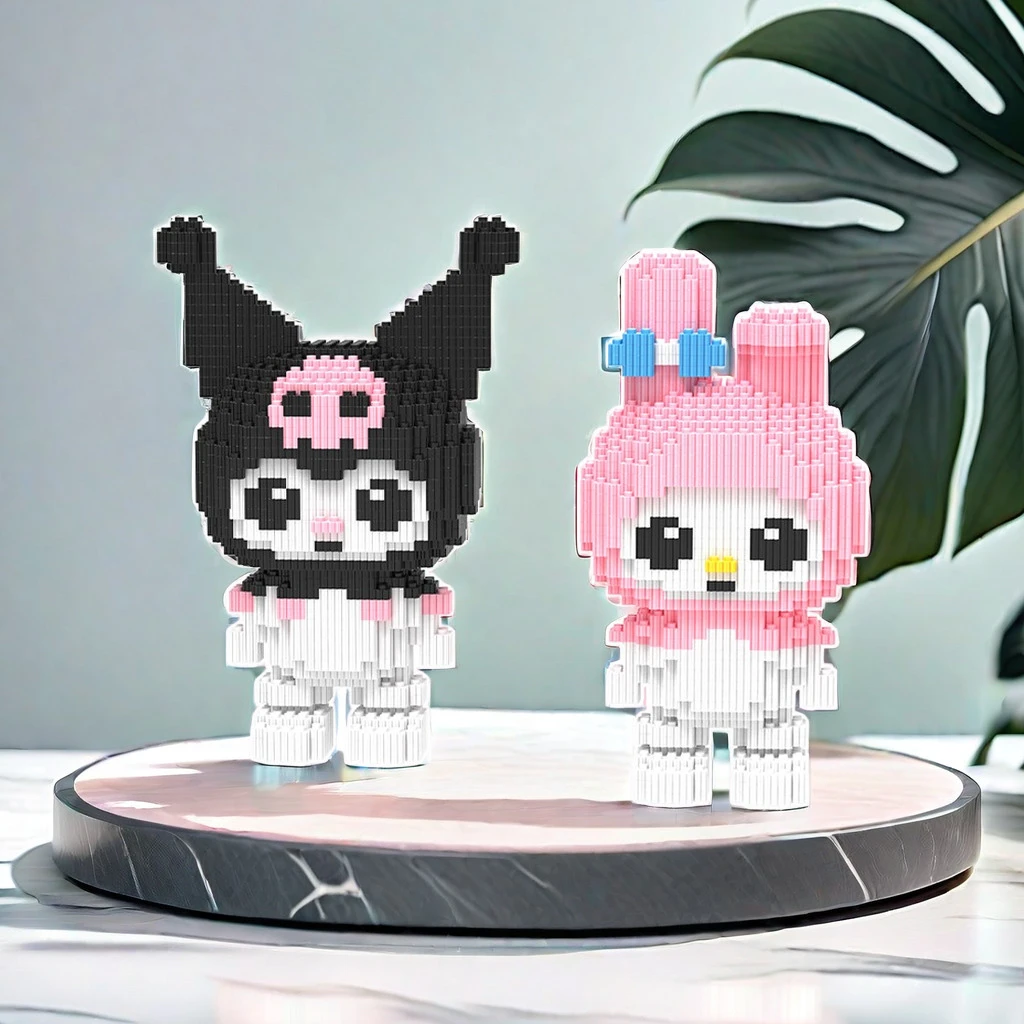 【一对】超大爱心库洛米-0.8大颗粒益智积木玩具礼物手办串联颗粒拼