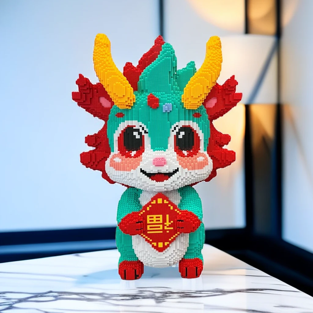 45cm超大福龙宝宝-0.8大颗粒益智积木玩具亲子拼装女孩生日礼物摆