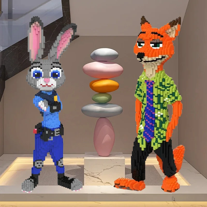 【一对】超大尼克朱迪组合-0.8标准大颗粒益智积木玩具亲子拼装女孩