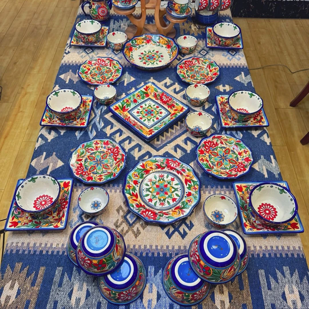 阿勒玛 新疆包邮【芊芊花】碗碟盘套装防烫装轻奢餐装创意家用