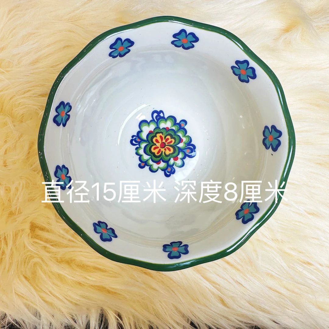 阿勒玛 新疆包邮【托斯卡纳】手绘6寸加厚防烫轻奢餐盘欧式汤饭碗