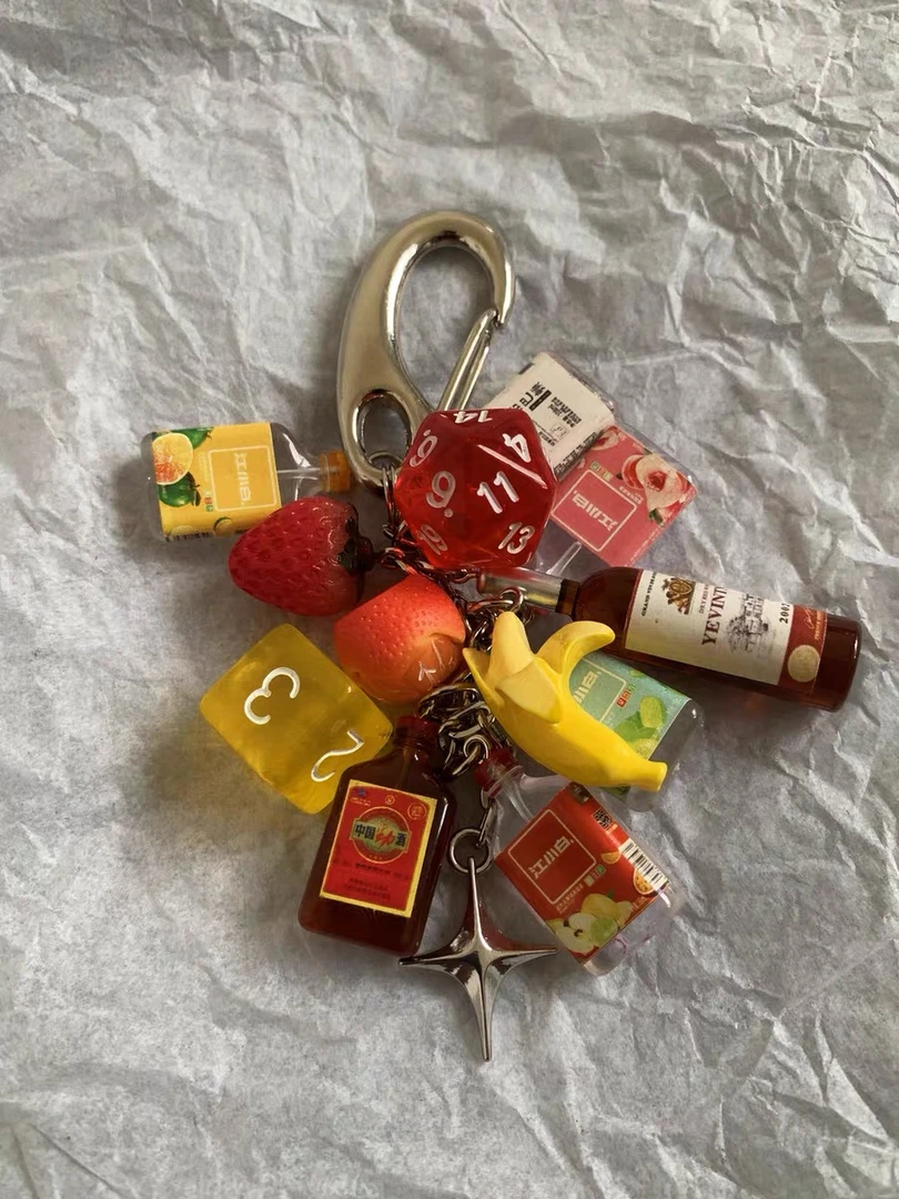 「微醺便利店」原创手作包包挂件仿真水果酒瓶小众清新钥匙扣挂饰