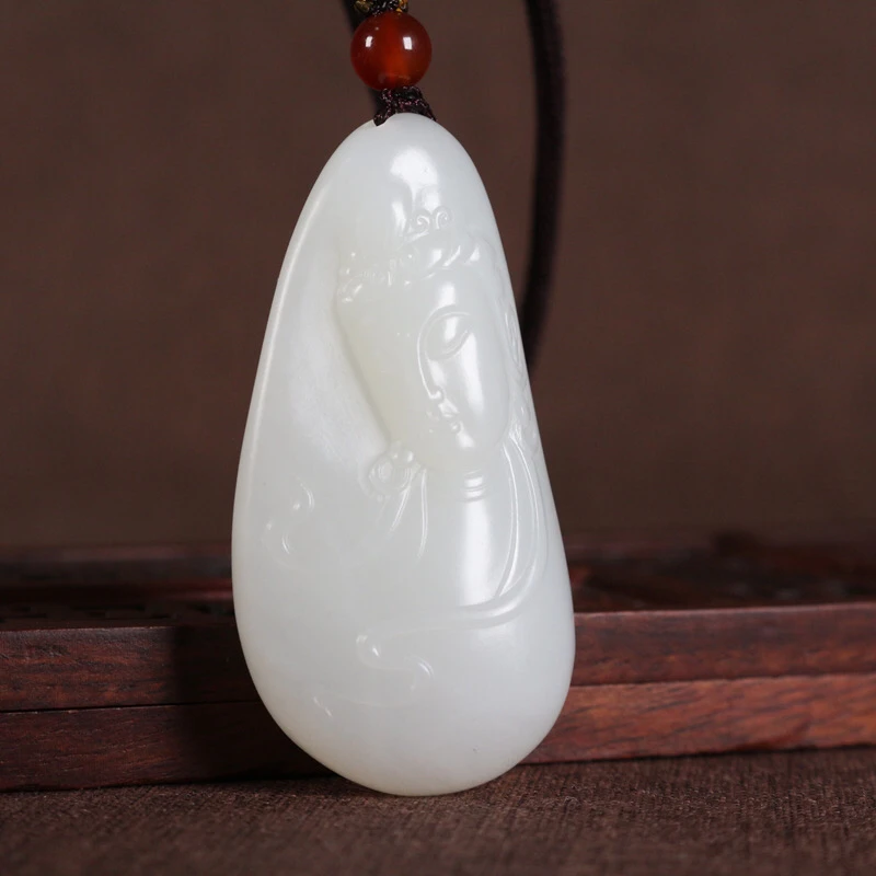 27.4g和田白玉观音菩萨挂件 男款吊坠一级白度油性足保真
