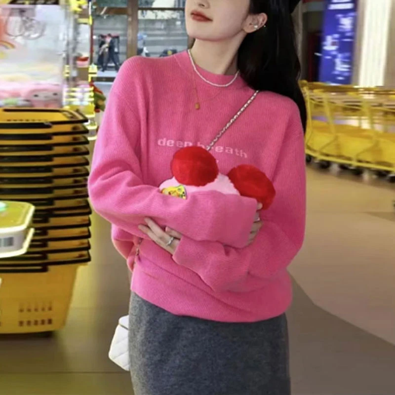 {专柜}商场同款2025秋冬圆领宽松字母印花针织衫毛衣1399683