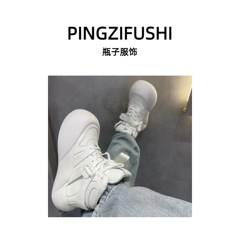 【PINGZIFUSHI】瓶子自制高帮馒头运动白色休闲百搭时尚四季潮流ins