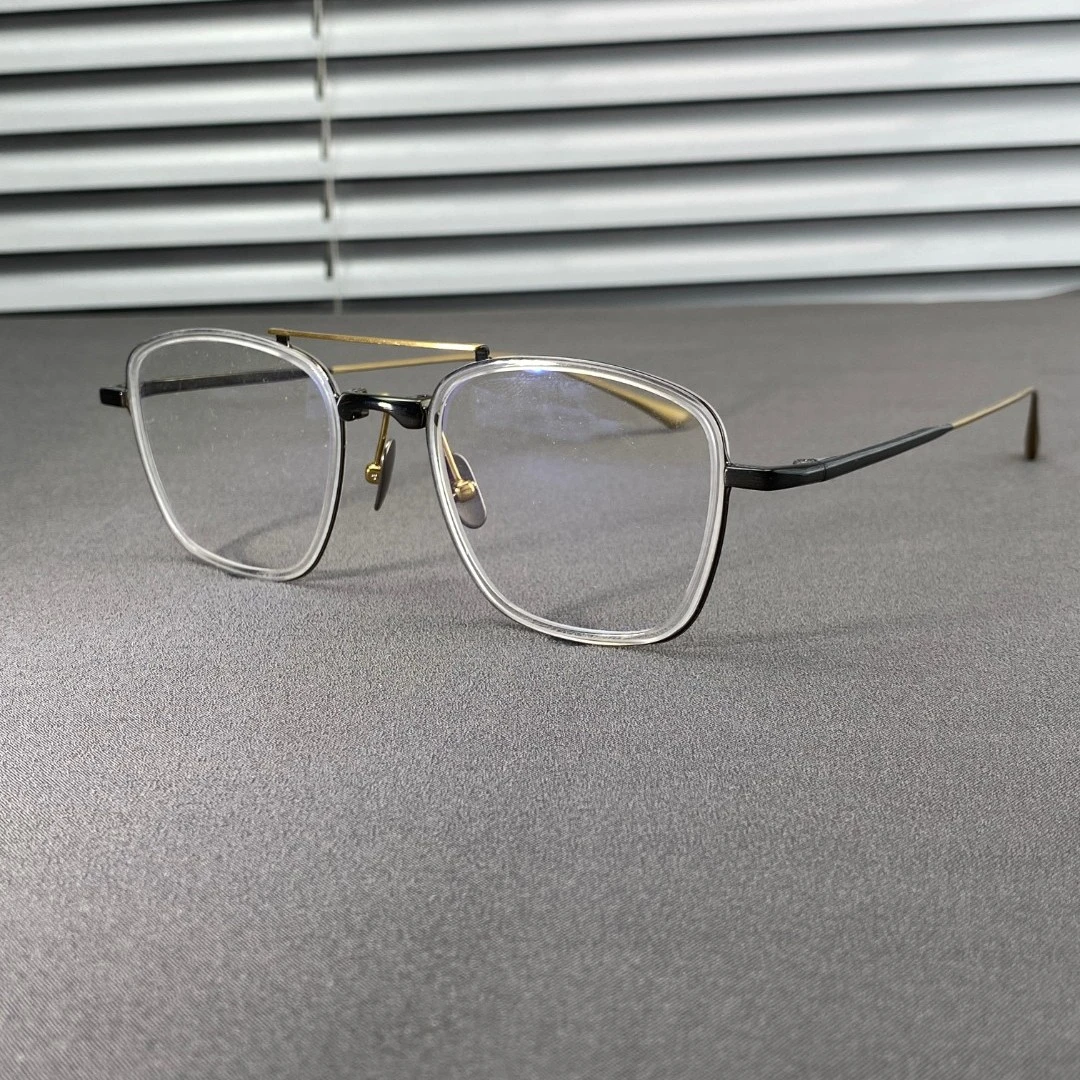日系设计师经典飞行员双梁大框渐变色潮流超轻时尚纯钛眼镜架