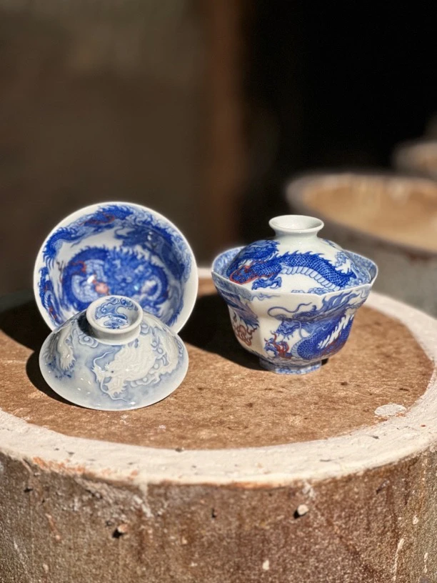 【重工龙凤雕刻茶具系列】——自成堂