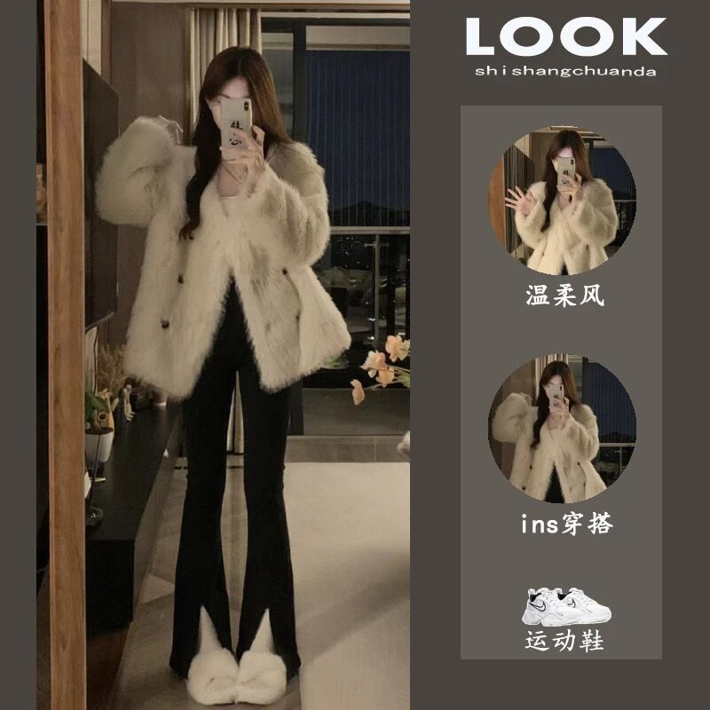 秋冬季毛茸茸皮草外套女2023新款仿水貂毛高级感今年流行加厚上衣