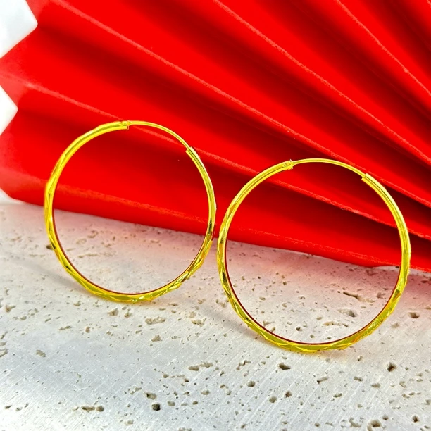 铜合金耳饰 金色耳环 【四公分】车花菱形面金色耳环【平替好物】18号