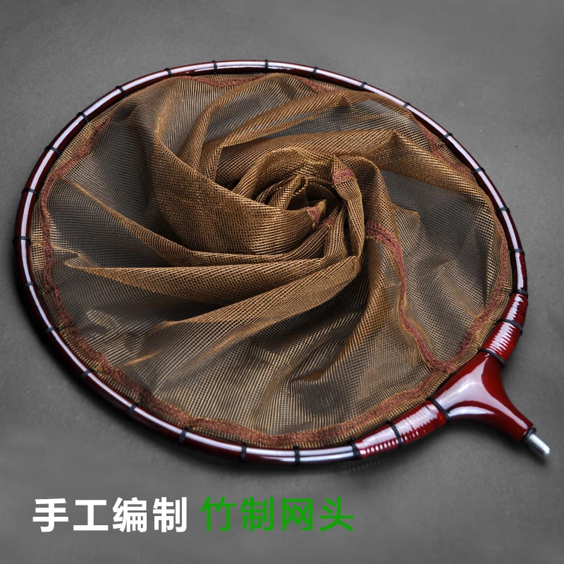 乐矶鱼网兜抄网头鲫鱼抄网头竹子抄网头捞鱼网飞接钓鱼网兜手工制