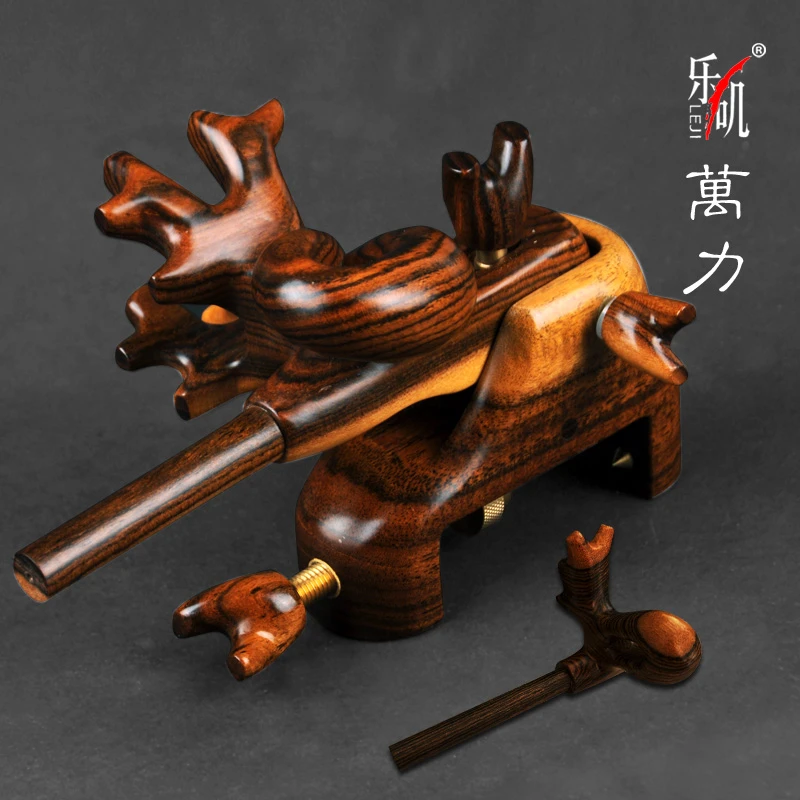 乐矶手工木制黑拉万力套装玉置圈膳台并继竿万力支架炮台渔具杆挂