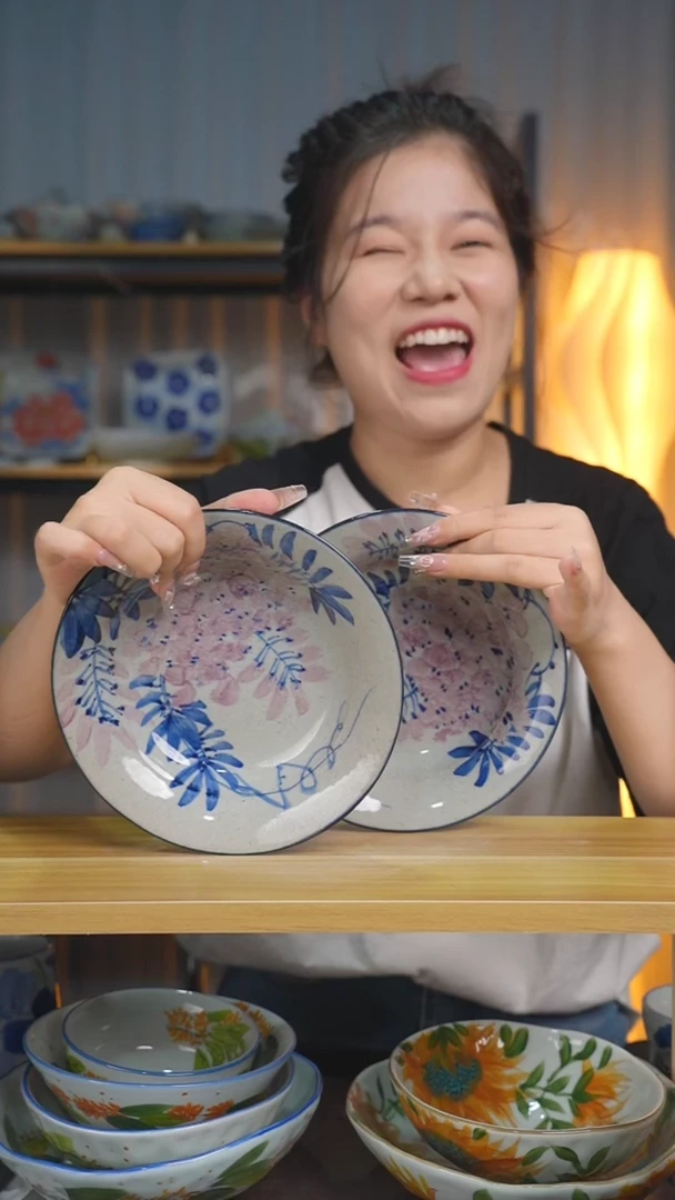 【闪购商品】盘7.5寸景德镇高温釉下彩手工手绘餐具（