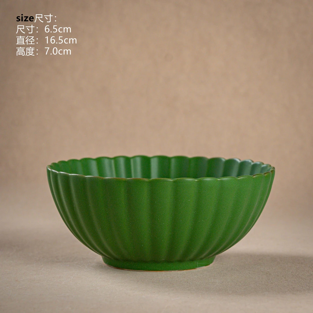 【C320颜色釉菊瓣面碗】景德镇高温釉下彩手工手绘D2680