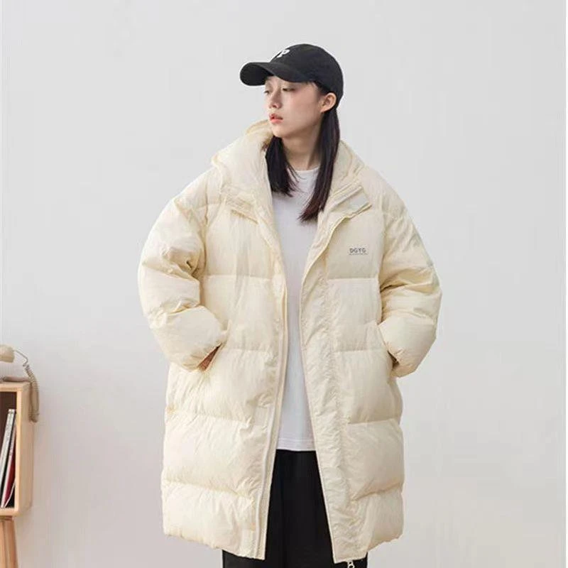 羽绒衣连帽棉服男中长款宽松加厚冬季潮牌休闲情侣款大衣外套时尚