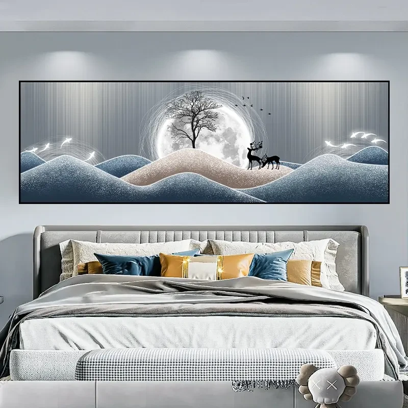 卧室装饰画现代简约天鹅床头墙贴自粘画房间酒店宾馆公寓背景壁画
