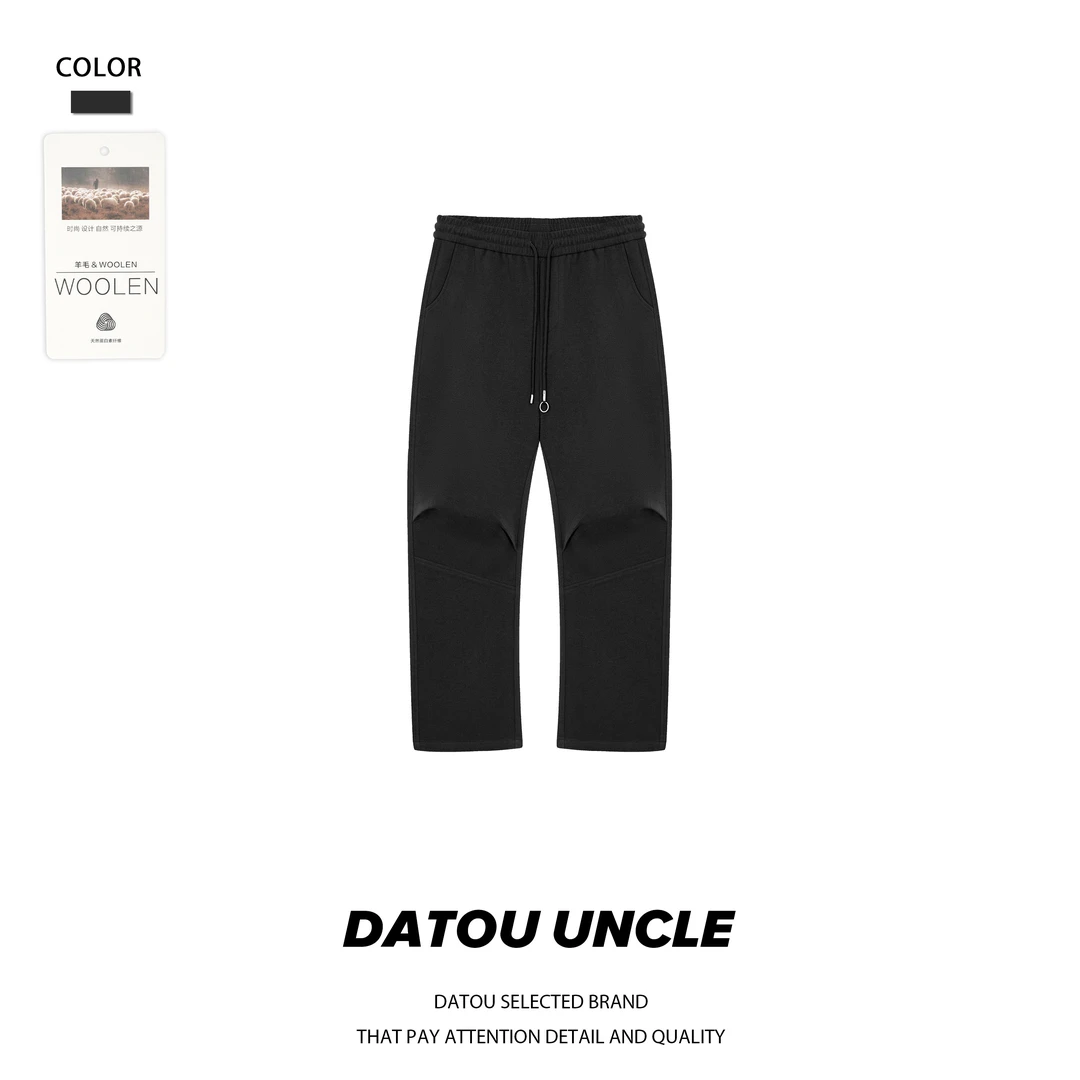 褶皱立体宽松休闲绵羊毛弯刀裤 DDK6656