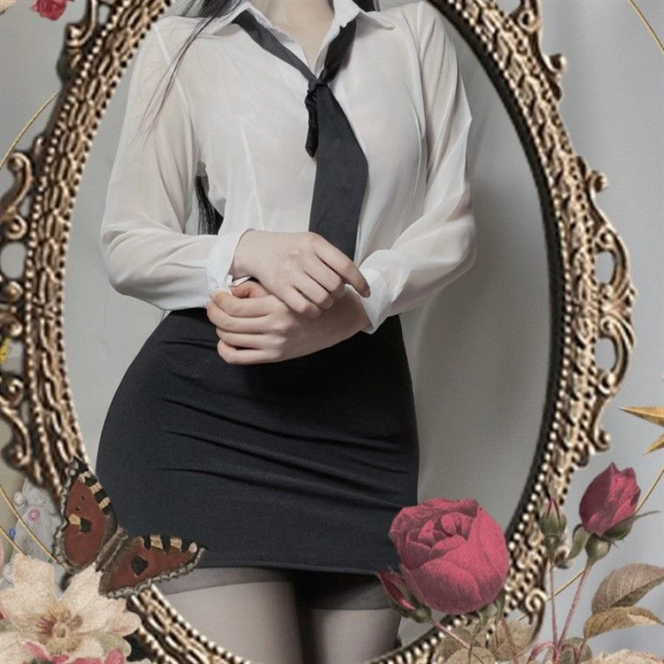 情侣性感紧身包臀秘书OL角色扮演情调睡衣睡裙套显瘦网红白色