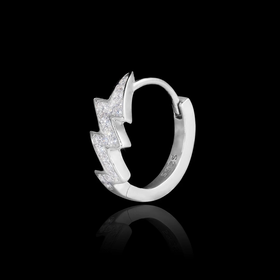 ICEGANG 925银合成锆石耳饰 闪电满钻耳环新款爆闪高级感S925纯银