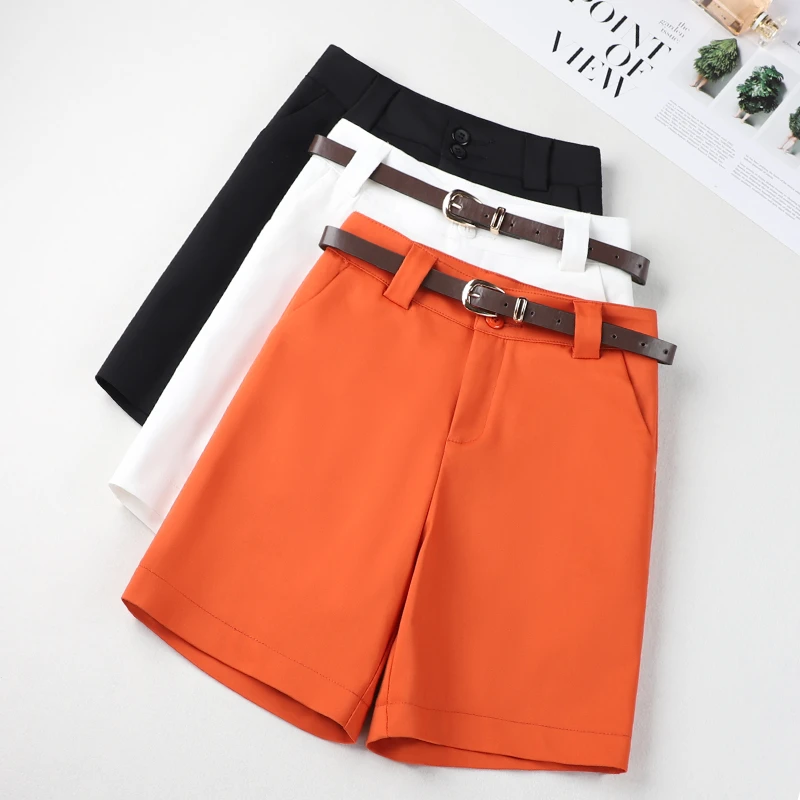 夏季薄款四分短裤女2025新款显瘦高腰a字休闲阔腿气质西装五分裤