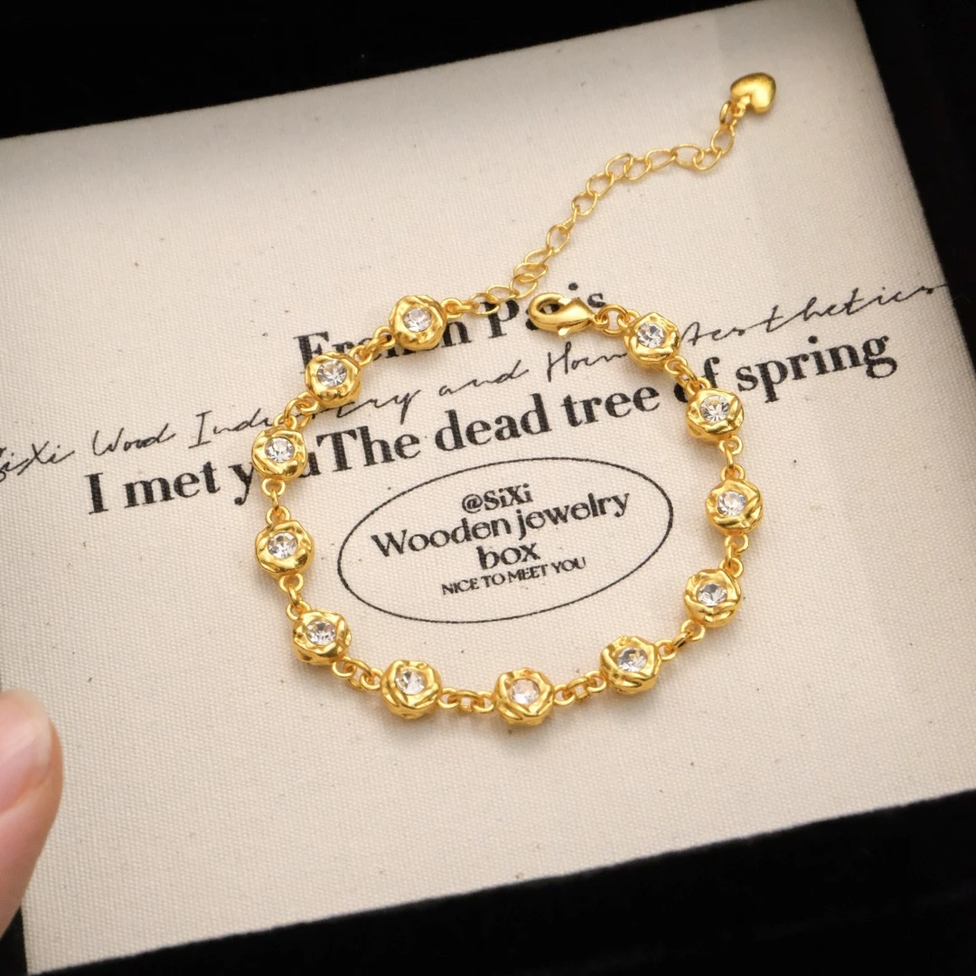 铜合金合成锆石手链 秋冬新款耀动星辰玫瑰手链