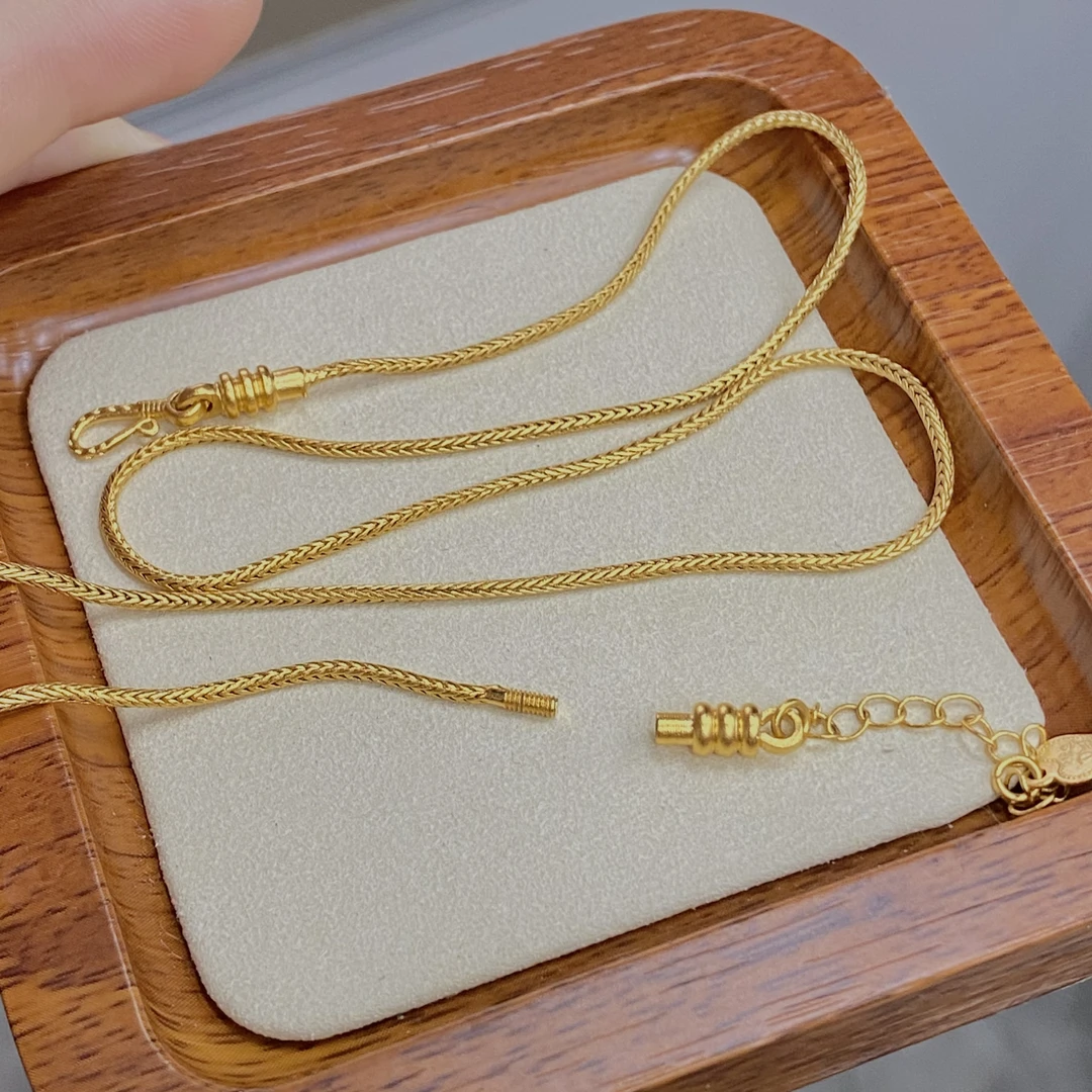 铜合金项链 简约气质百搭轻奢古法万能蛇骨DIY手工小众项链金色