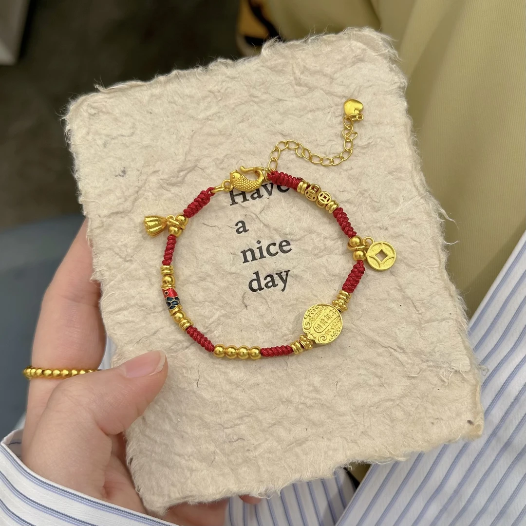 铜合金布艺手链 s5183秋冬新款锦鲤五路财神手编手串