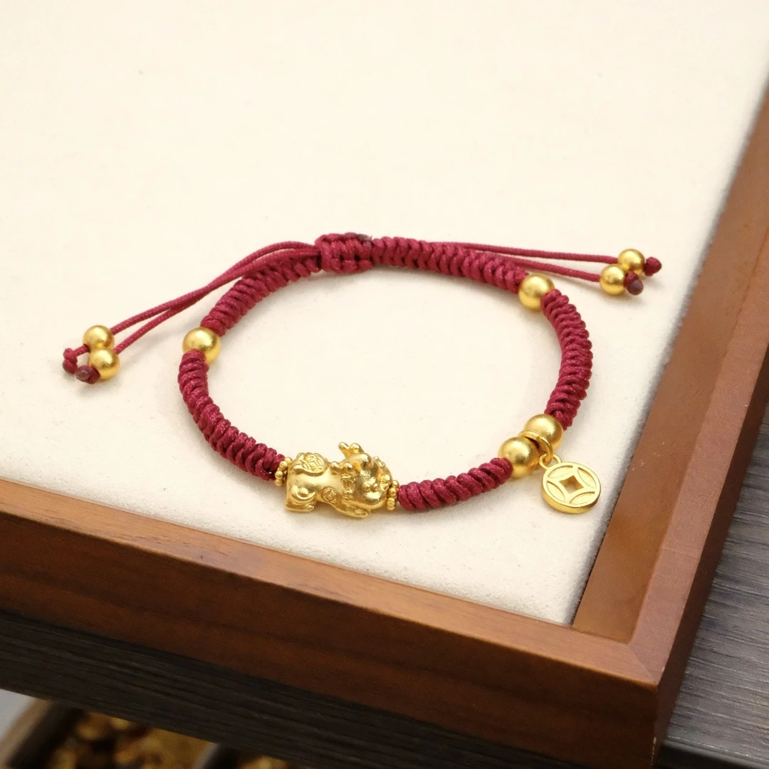 铜合金布艺手链 s5180秋冬新款貔貅钱币手编绳手链