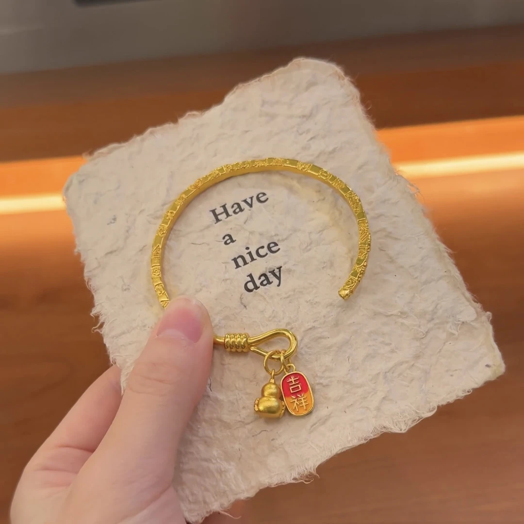 铜合金珐琅手镯 秋冬新款葫芦吉祥开口可调节手镯