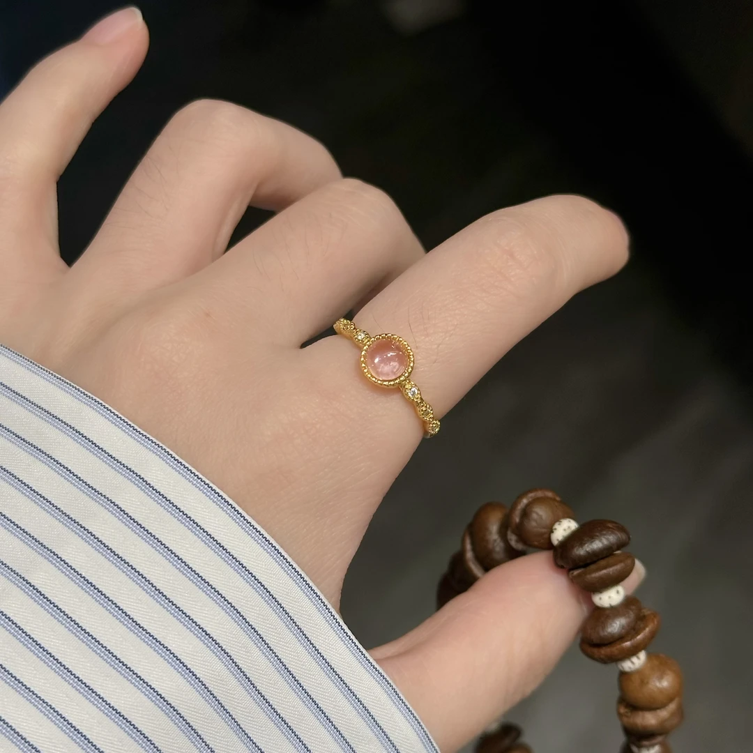 铜合金合成锆石戒指 j045新款甜美百搭精致可调节仲夏夜之梦指环