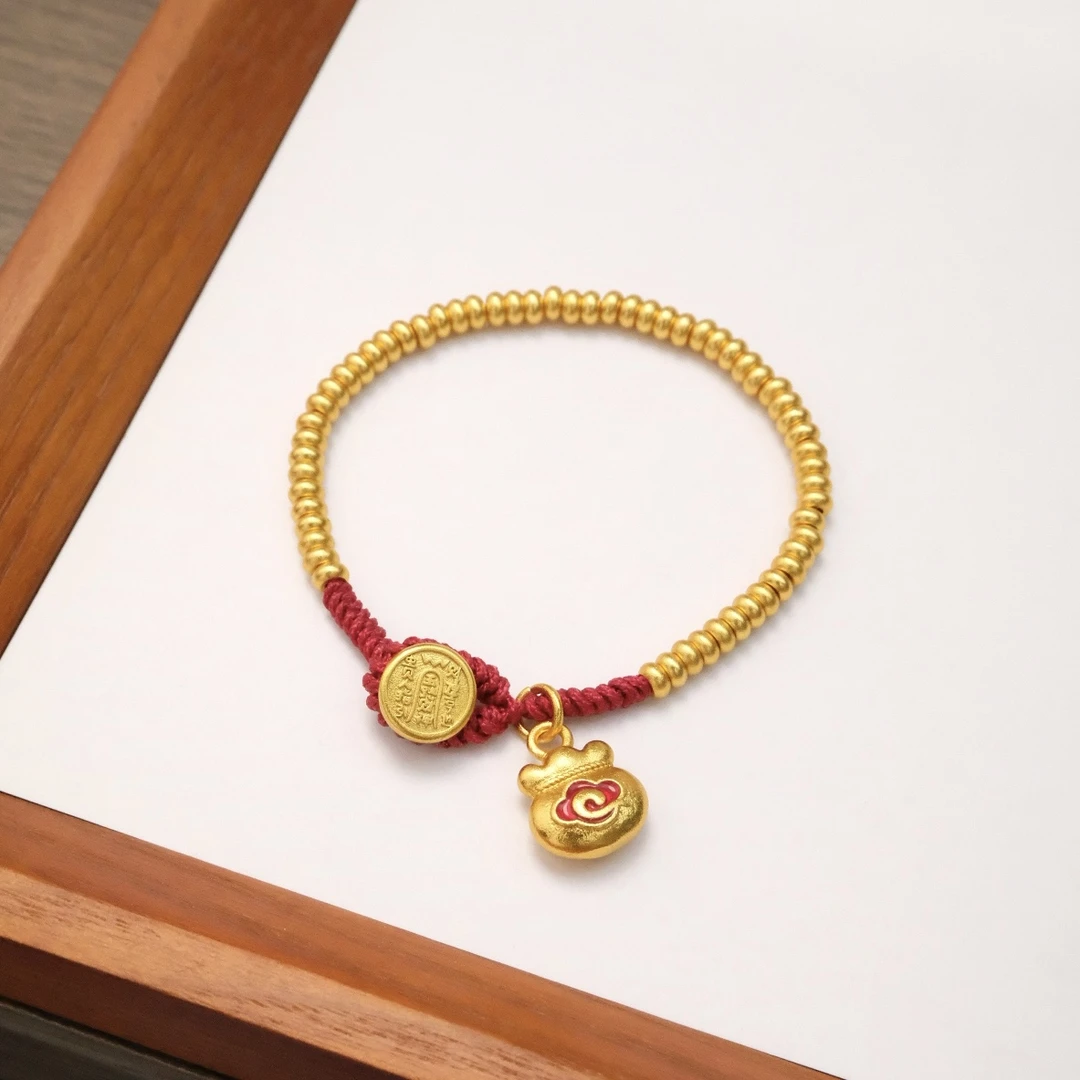 铜合金珐琅手链 秋冬新款祥云福袋珠珠手链