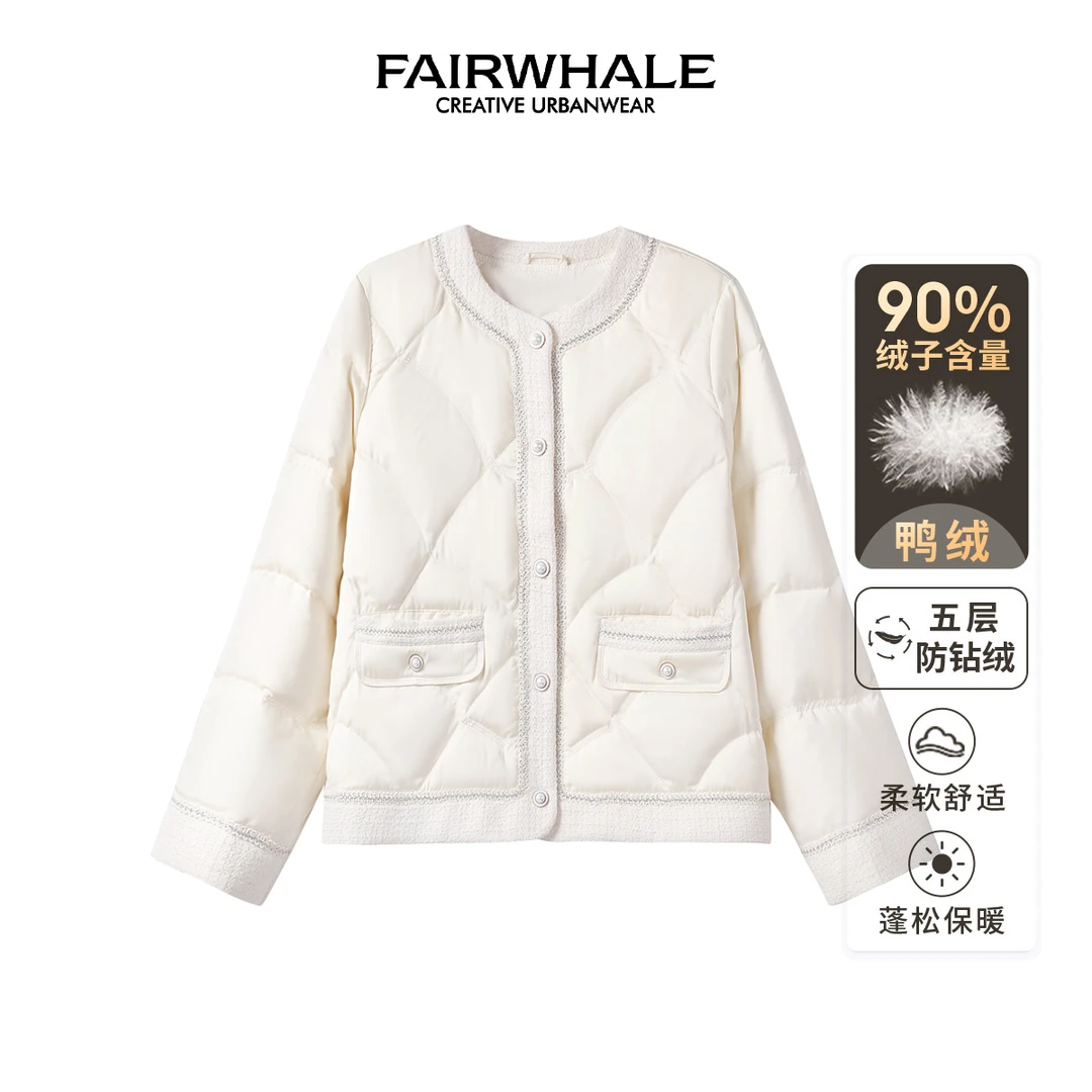 马克华菲女装冬季时尚气质简约小香风百搭羽绒服外套 F44014A029