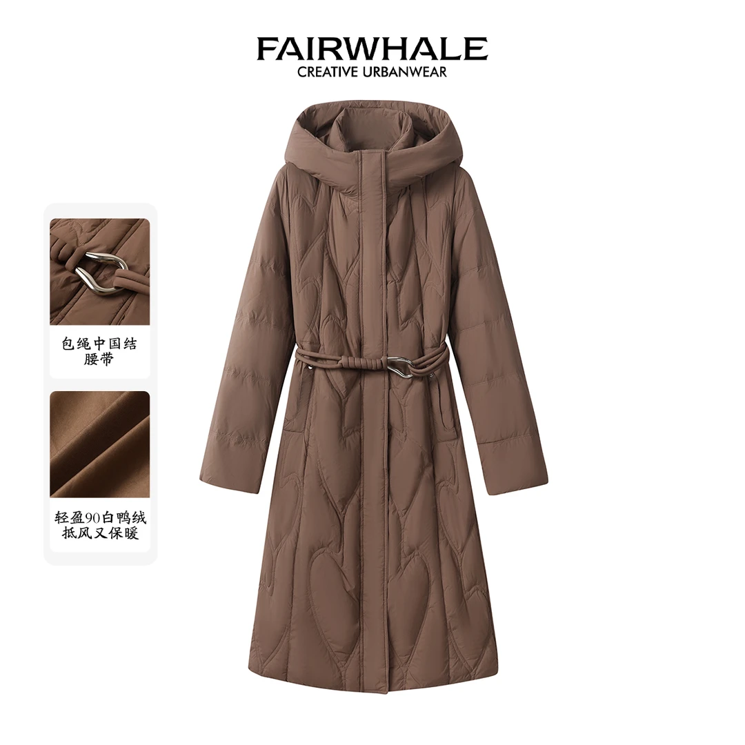 【直播】马克华菲女装鸭绒冬休闲纯色收腰羽绒服 F44014A006