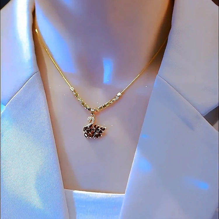 钛钢项链 [高端定制款]气质百搭立体黑天鹅项链女新款轻奢防过敏