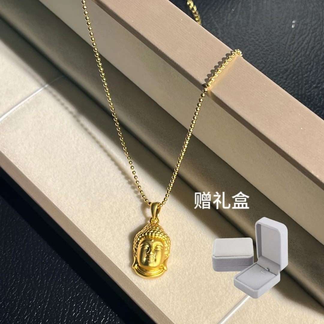 钛钢项链 小佛头吊坠国风沙弥小僧侣平安福气转运链不掉色insA366