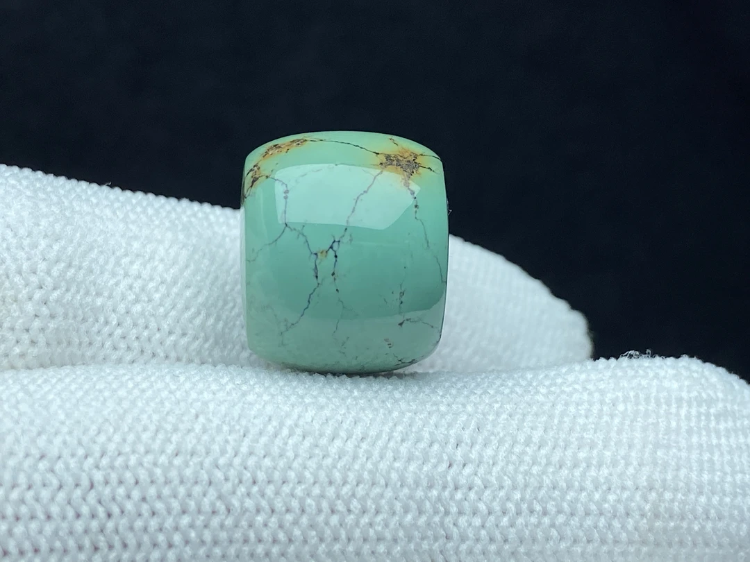 原矿玉化绿料直切绿松石老型墩子百搭单珠 尺寸15*12 克重5.2