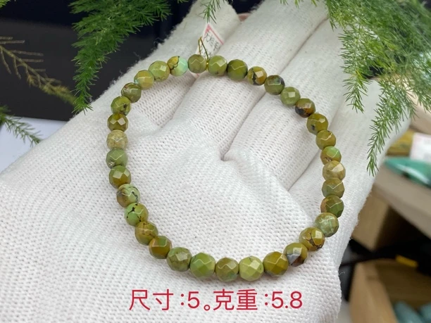 天然原矿绿松石玉化绿料圆珠无相款手串单圈手工百搭时尚女