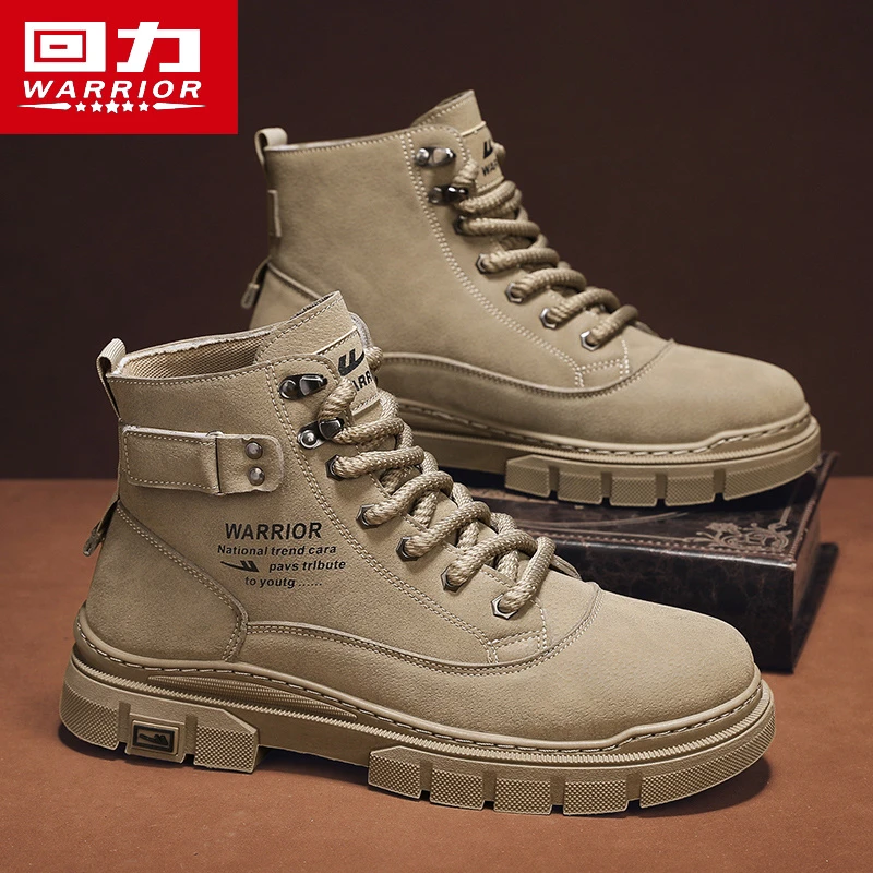 回力男鞋2024秋冬季新款英伦风复古马丁靴男士潮流厚底防滑工装靴