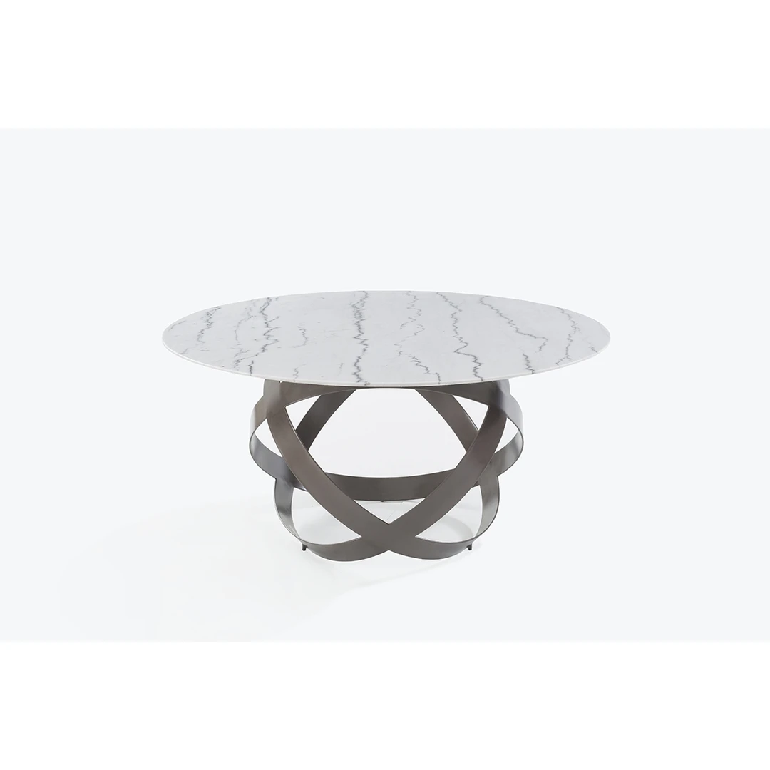 精品卡拉拉白真光天然大理石圆餐台/INC61213B/Dia.1524*760HMM