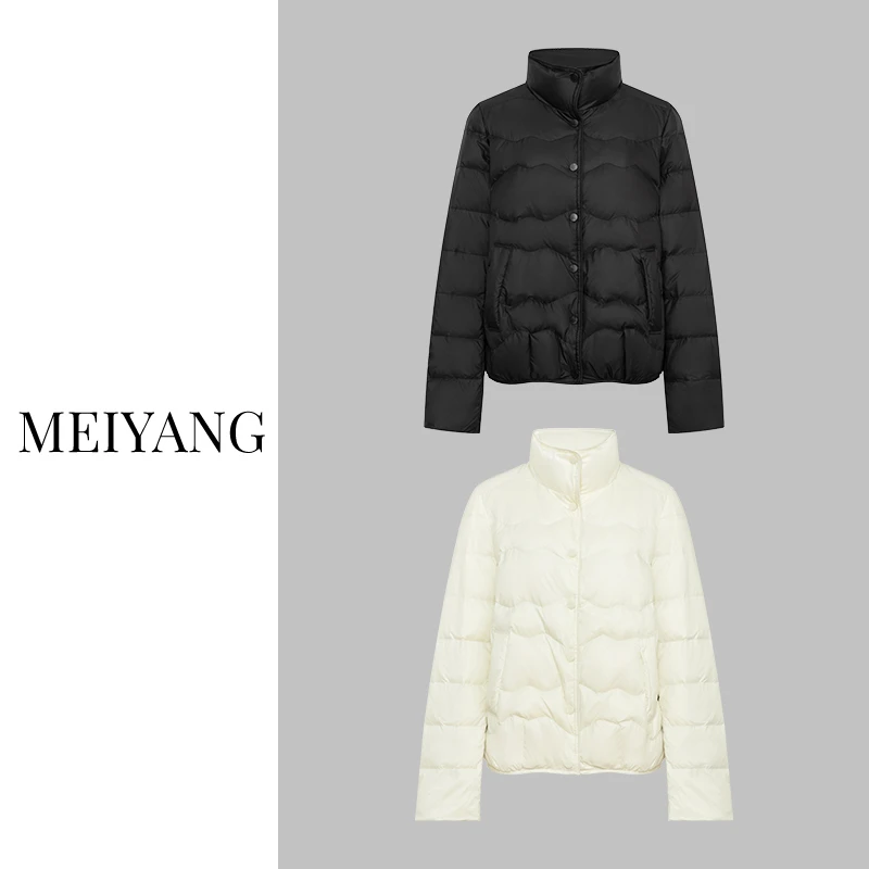 美洋MEIYANG 速暖鹅绒服 定制高阶尼龙*简约绗缝轻暖短款羽绒外套