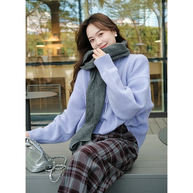 美洋MEIYANG 莉莉安毛衣 简约静奢_双层加厚慵懒长袖羊毛针织衫