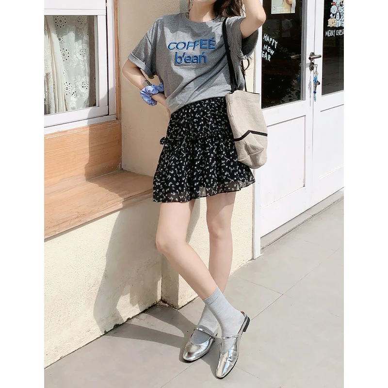 美洋MEIYANG 小苍兰短裙 复古减龄_浪漫度假木耳花边A字蛋糕裙