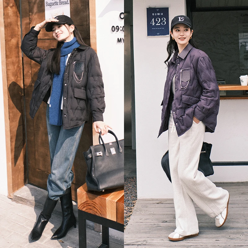 美洋MEIYANG 轻飘飘衬衫【清仓】双面直充羽绒微皱起泡肌理外套