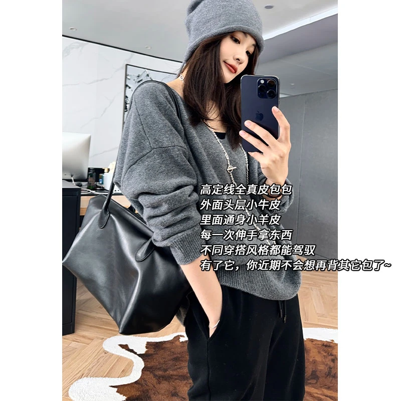 美洋MEIYANG 大宝包 头层小牛皮内里小羊皮|极简腋下包通勤托特包